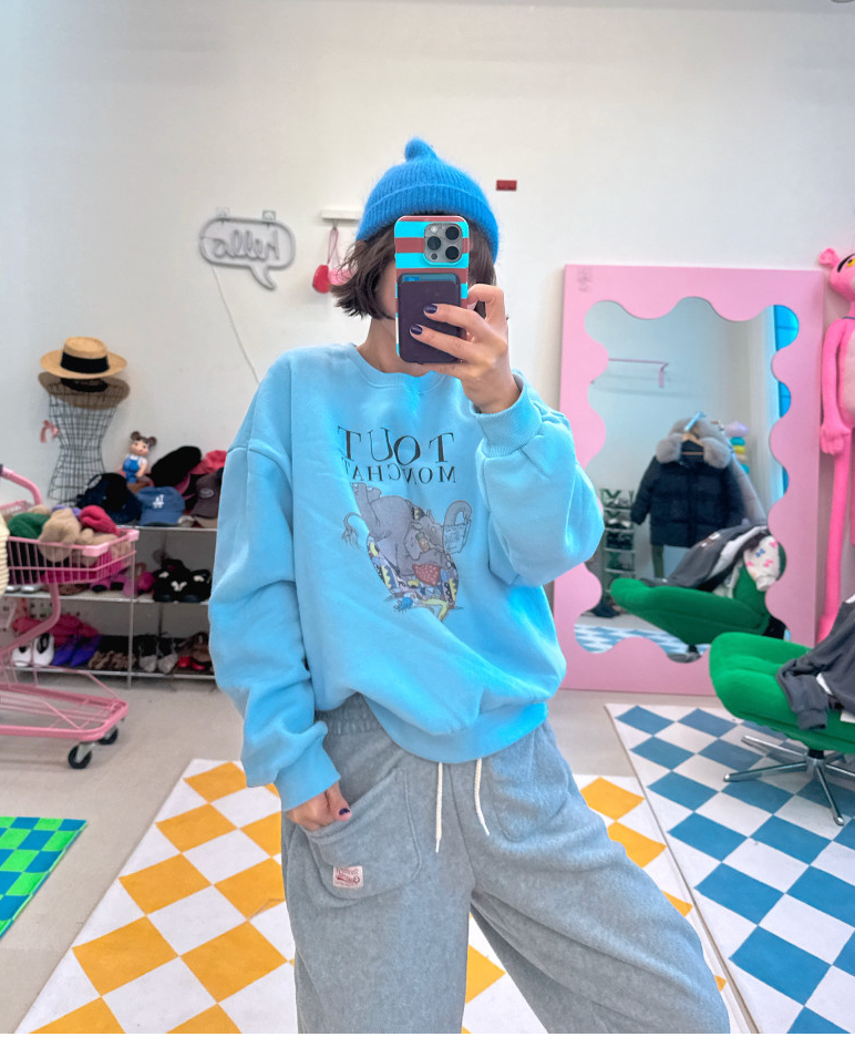 [메이퍼플] 코끼리 리딩 양기모 맨투맨  MAPLEPURPLE Reading Brushed Fleece Sweatshirt