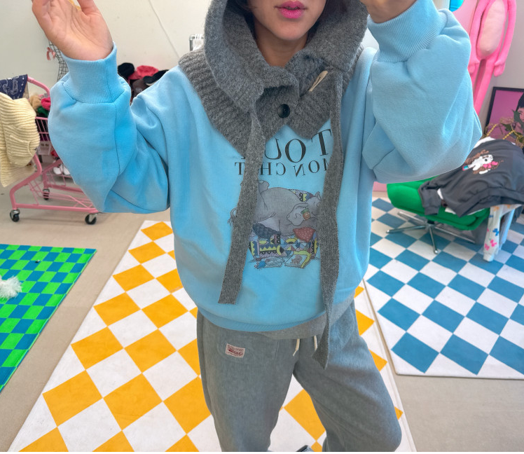 [메이퍼플] 코끼리 리딩 양기모 맨투맨  MAPLEPURPLE Reading Brushed Fleece Sweatshirt