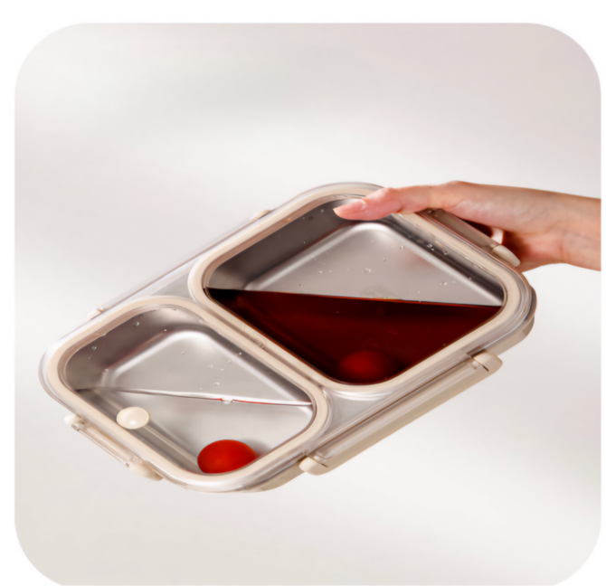 [도시락세트]에트레 3칸 직장인 밀폐 스텐 식판 도시락 세트 / Etre 3-Compartment Stainless Lunch Box Set