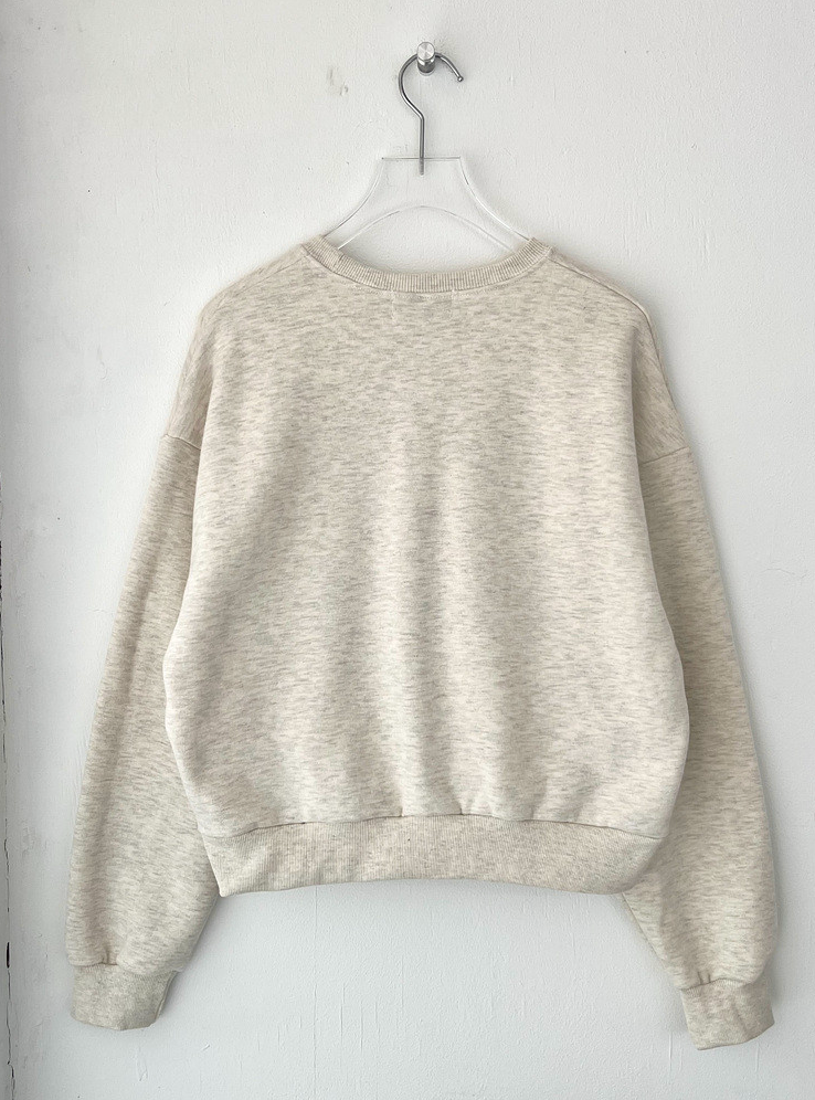 [기모 맨투맨] 부클 자수 캐주얼 양기모 크롭 맨투맨 French Boucle Embroidered Cropped Sweatshirt