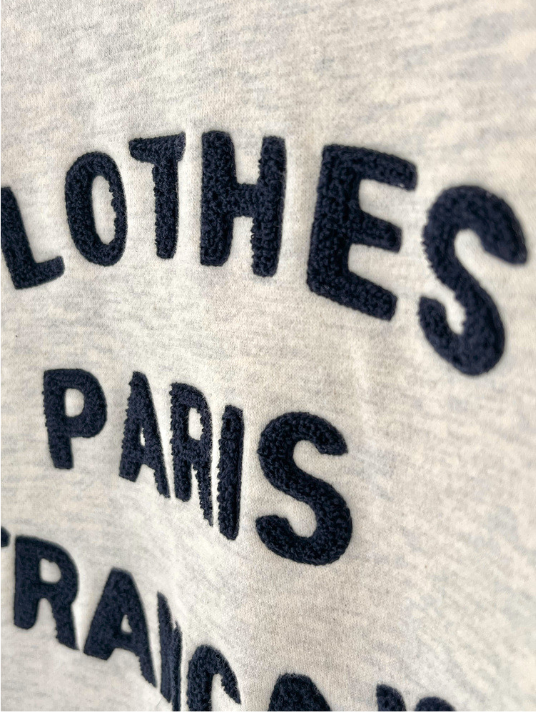 [기모 맨투맨] 부클 자수 캐주얼 양기모 크롭 맨투맨 French Boucle Embroidered Cropped Sweatshirt