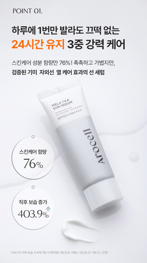 [NO 선크림!!][기안84 SUN SERUM☀️] 하루 한 번 24시간 지속! 러닝족 선세럼!!! 🔥멜라 TXA 선세럼🔥 SPF50+ PA++++ MELA TXA SUN SERUM SPF50+ PA++++