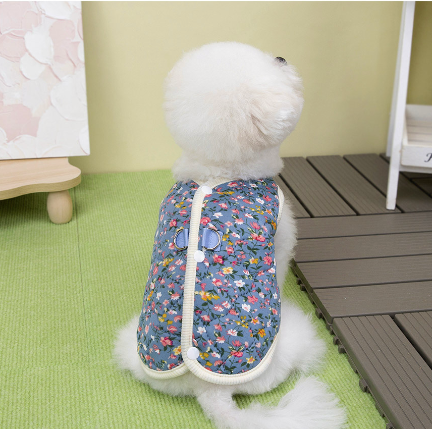 🐶[소형견] 할매 꽃무늬 김장조끼 Small Dog Grandma Floral Padded Vest