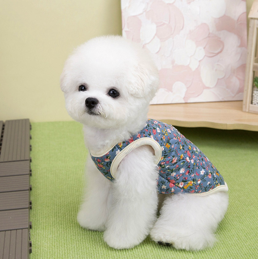🐶[소형견] 할매 꽃무늬 김장조끼 Small Dog Grandma Floral Padded Vest