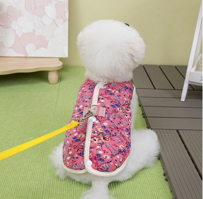 🐶[소형견] 할매 꽃무늬 김장조끼 Small Dog Grandma Floral Padded Vest