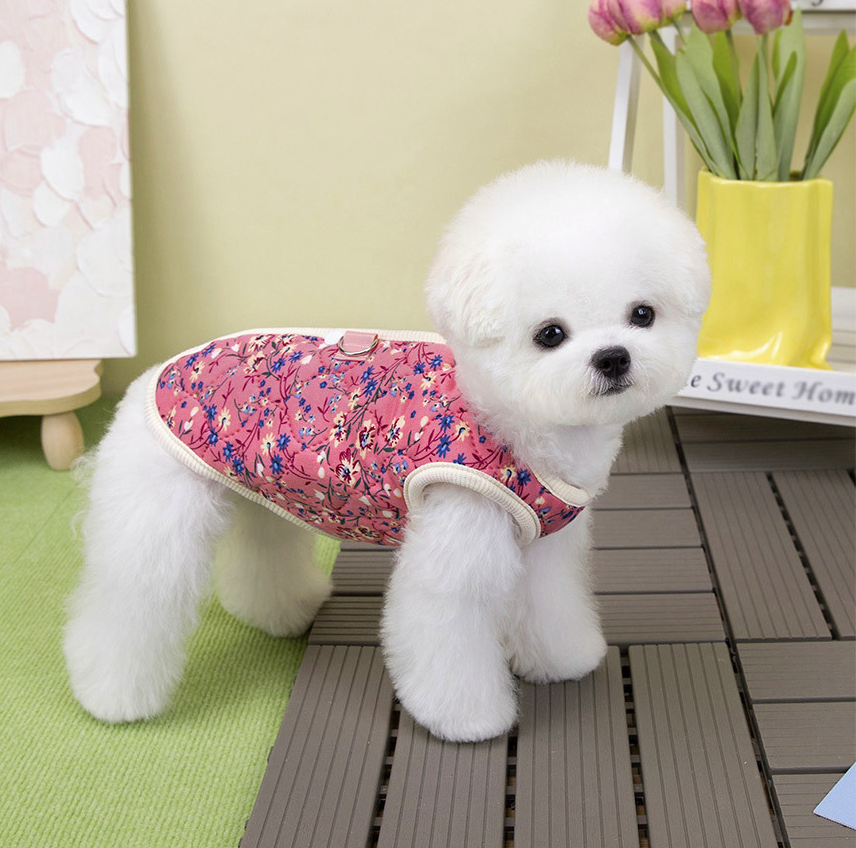 🐶[소형견] 할매 꽃무늬 김장조끼 Small Dog Grandma Floral Padded Vest