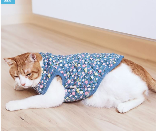 🐶[소형견] 할매 꽃무늬 김장조끼 Small Dog Grandma Floral Padded Vest