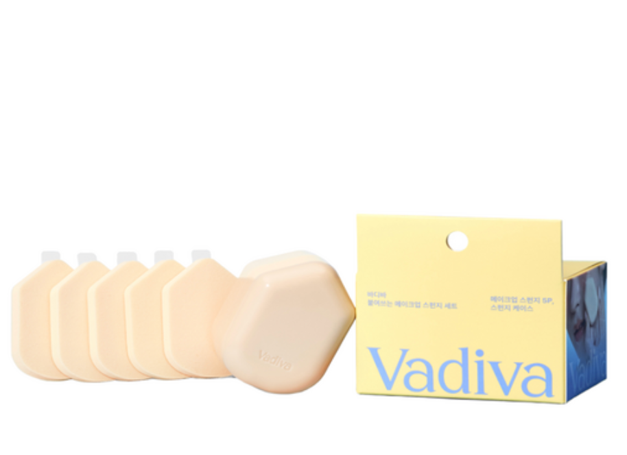 바디바 붙여쓰는 메이크업 스펀지 스티커 5개입 & 베이지 케이스 포함  Vadiva Stick-On Makeup Sponge (5 Sponge Stickers + Beige Case)