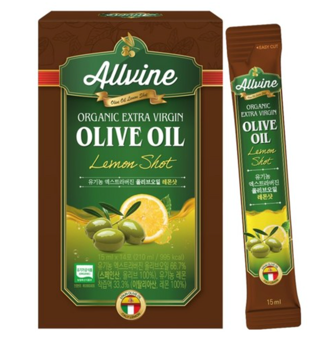 🫒 [쿠팡 1위 올레샷] 올바인(Allvine) 프리미엄 엑스트라버진 올리브오일 레몬샷 Allvine Organic Extra Virgin Olive Oil Lemon Shot – 2:1 Golden Ratio