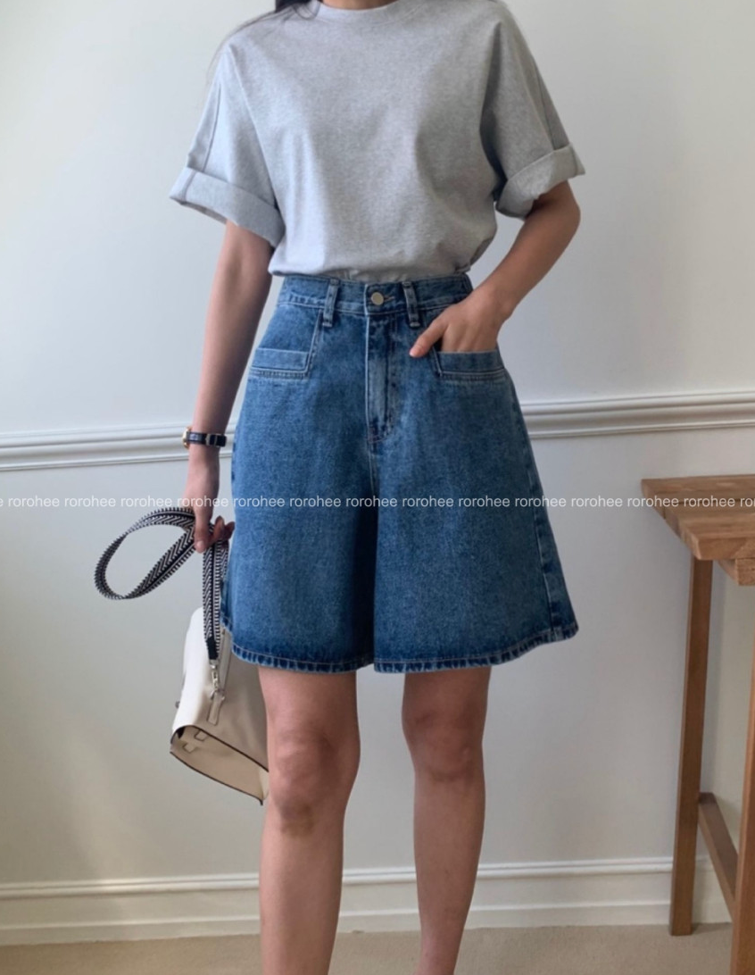 🌸 봄신상 🌸 럭키룸 포켓 포인트 뒷밴딩 데님 반바지 💙  Lucky Room Pocket Point Back-Banding Denim Shorts
