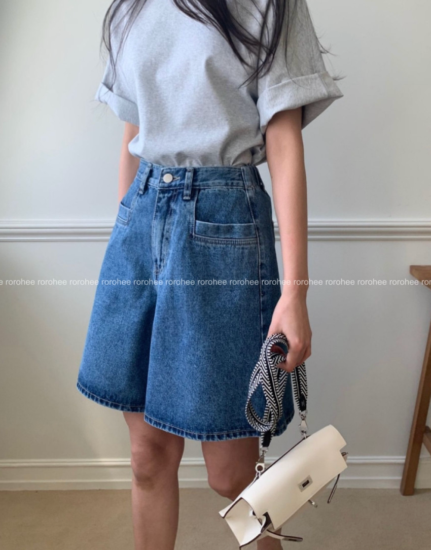 🌸 봄신상 🌸 럭키룸 포켓 포인트 뒷밴딩 데님 반바지 💙  Lucky Room Pocket Point Back-Banding Denim Shorts