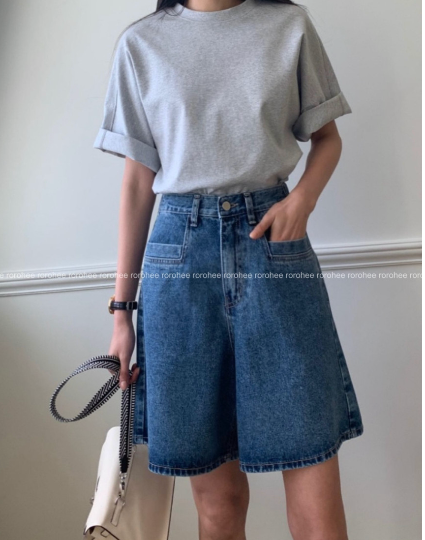 🌸 봄신상 🌸 럭키룸 포켓 포인트 뒷밴딩 데님 반바지 💙  Lucky Room Pocket Point Back-Banding Denim Shorts