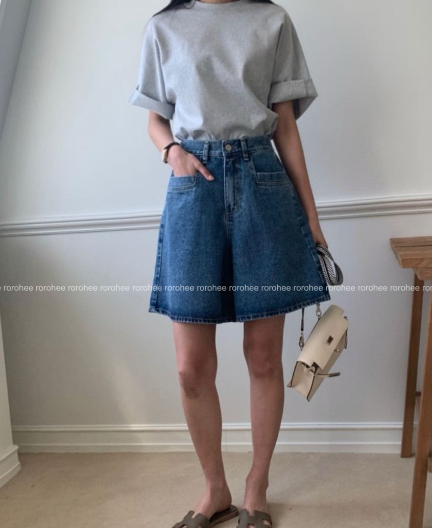 🌸 봄신상 🌸 럭키룸 포켓 포인트 뒷밴딩 데님 반바지 💙  Lucky Room Pocket Point Back-Banding Denim Shorts