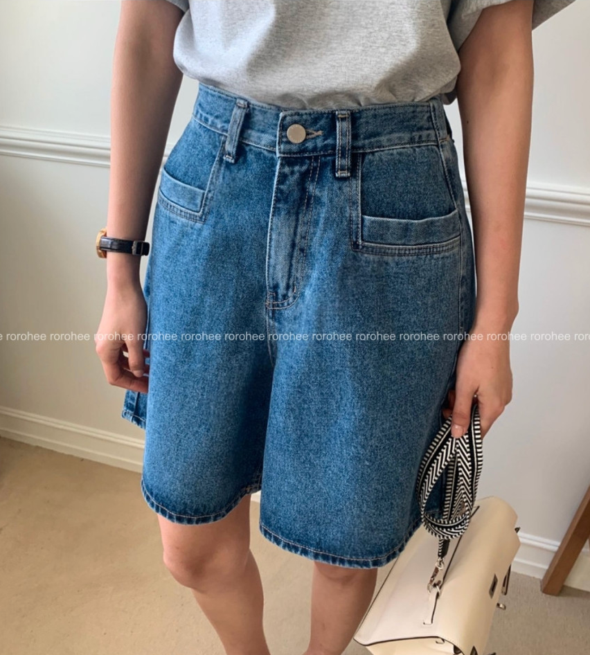🌸 봄신상 🌸 럭키룸 포켓 포인트 뒷밴딩 데님 반바지 💙  Lucky Room Pocket Point Back-Banding Denim Shorts