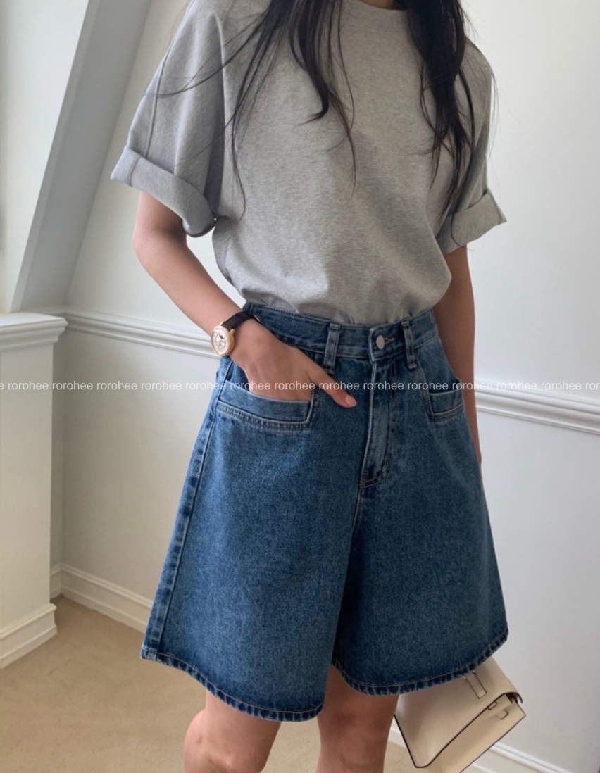 🌸 봄신상 🌸 럭키룸 포켓 포인트 뒷밴딩 데님 반바지 💙  Lucky Room Pocket Point Back-Banding Denim Shorts