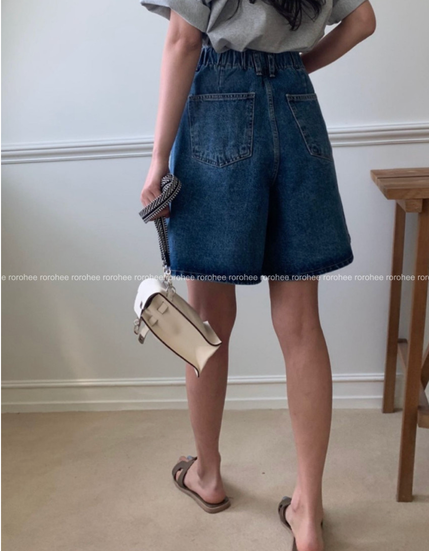 🌸 봄신상 🌸 럭키룸 포켓 포인트 뒷밴딩 데님 반바지 💙  Lucky Room Pocket Point Back-Banding Denim Shorts