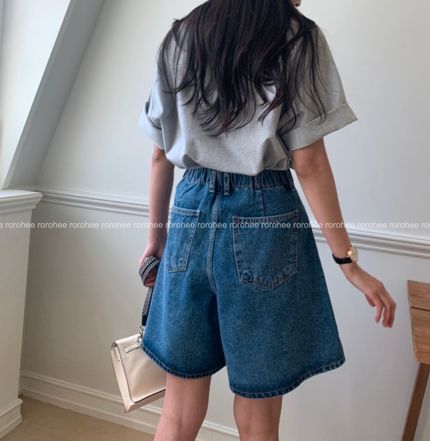 🌸 봄신상 🌸 럭키룸 포켓 포인트 뒷밴딩 데님 반바지 💙  Lucky Room Pocket Point Back-Banding Denim Shorts