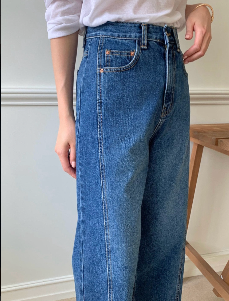 🌸 봄신상🌸[S-L] 봄신상 재진행 럭키룸 노밴딩 청바지 투절개 쌍침 커팅 데님 팬츠 | Spring Two-Cut Line Denim Pants