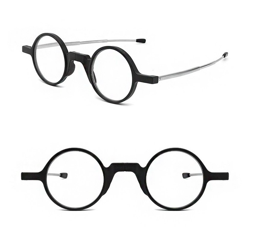 🥸[드디어 미국 상륙] [접이식 돋보기 +1.0]접이식 휴대용 원형 돋보기 안경 + 파우치 세트(Black Only) |  Foldable Reading Glasses +1.0 with Case