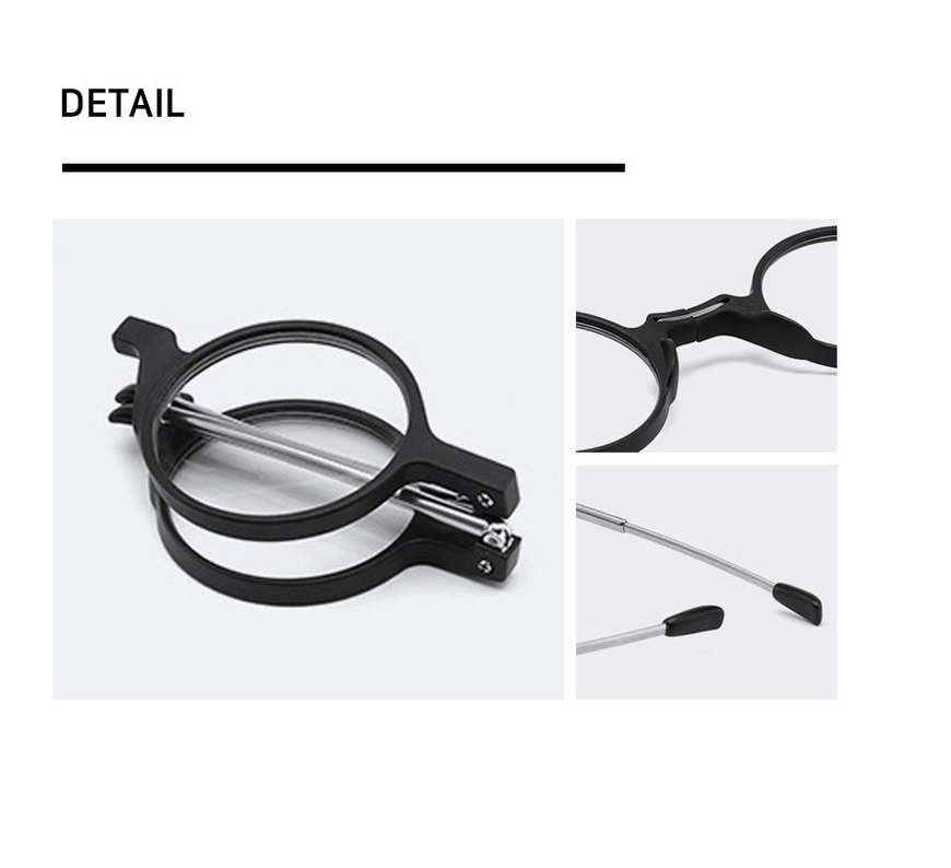 🥸[드디어 미국 상륙] [접이식 돋보기 +1.0]접이식 휴대용 원형 돋보기 안경 + 파우치 세트(Black Only) |  Foldable Reading Glasses +1.0 with Case