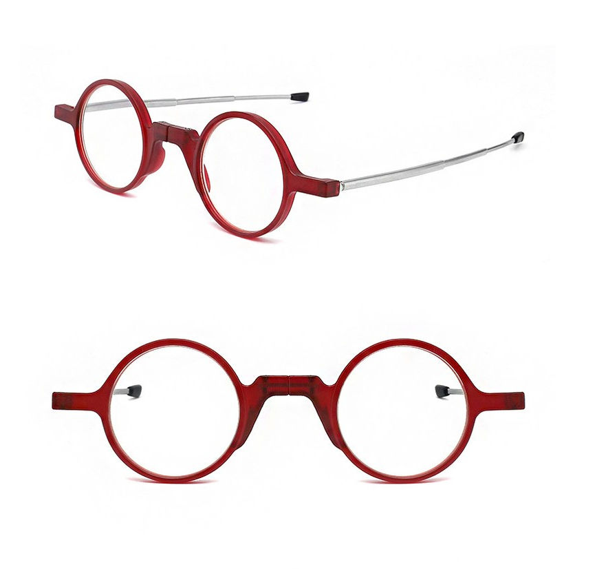 🥸[드디어 미국 상륙] [접이식 돋보기 +1.0]접이식 휴대용 원형 돋보기 안경 + 파우치 세트(Black Only) |  Foldable Reading Glasses +1.0 with Case