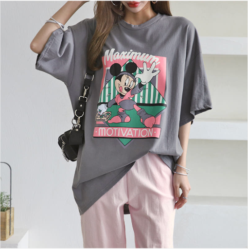 🌸[신상] 컵케이크 미키 오버핏 롱 반팔 티셔츠 Cupcake Mickey Oversized Long T-Shirt 🍰🐭