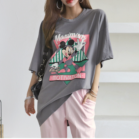 🌸[신상] 컵케이크 미키 오버핏 롱 반팔 티셔츠 Cupcake Mickey Oversized Long T-Shirt 🍰🐭