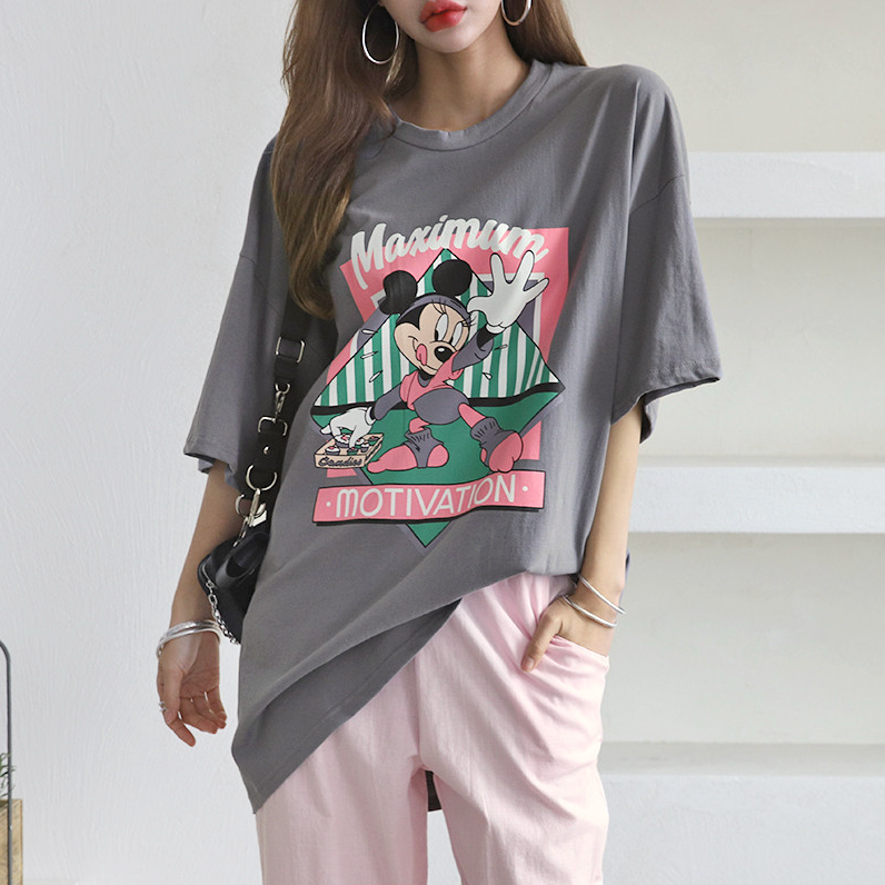 🌸[신상] 컵케이크 미키 오버핏 롱 반팔 티셔츠 Cupcake Mickey Oversized Long T-Shirt 🍰🐭