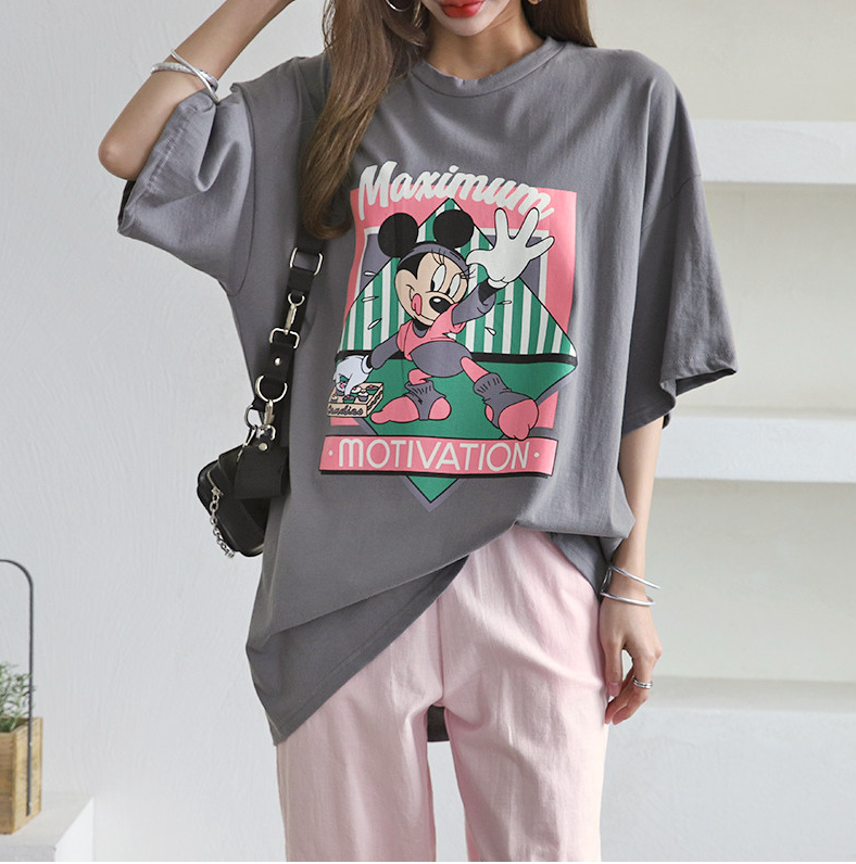 🌸[신상] 컵케이크 미키 오버핏 롱 반팔 티셔츠 Cupcake Mickey Oversized Long T-Shirt 🍰🐭