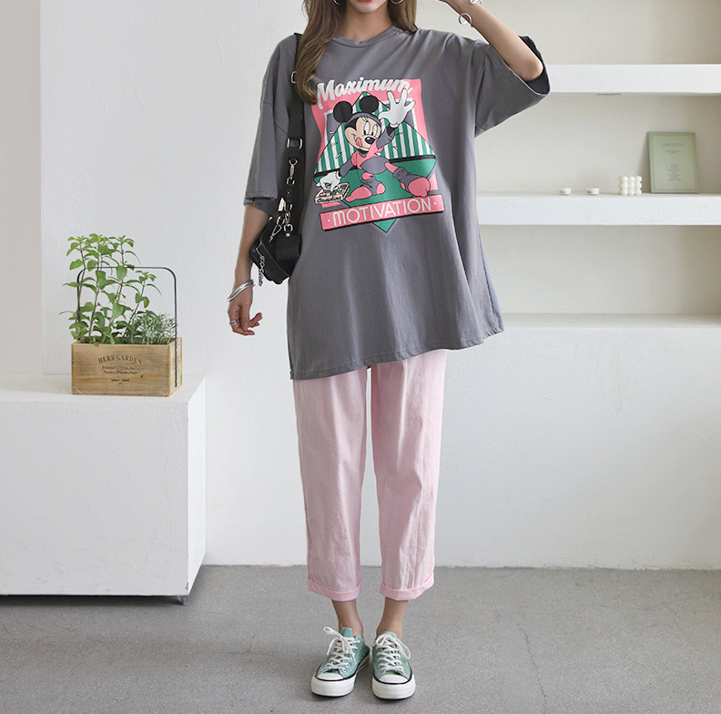 🌸[신상] 컵케이크 미키 오버핏 롱 반팔 티셔츠 Cupcake Mickey Oversized Long T-Shirt 🍰🐭