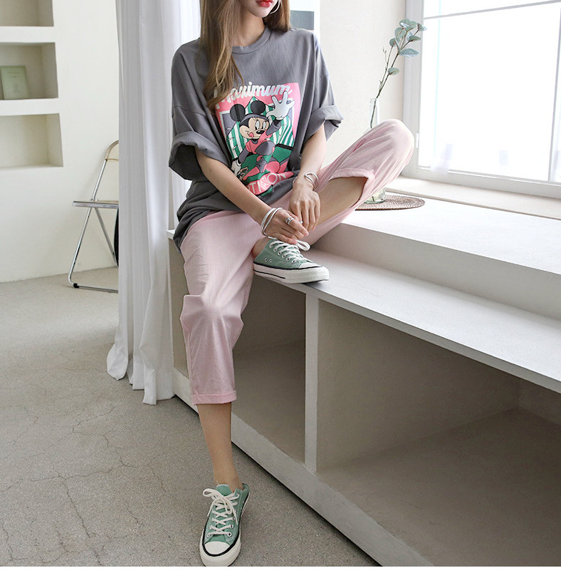 🌸[신상] 컵케이크 미키 오버핏 롱 반팔 티셔츠 Cupcake Mickey Oversized Long T-Shirt 🍰🐭