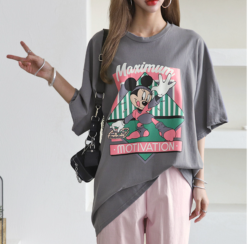 🌸[신상] 컵케이크 미키 오버핏 롱 반팔 티셔츠 Cupcake Mickey Oversized Long T-Shirt 🍰🐭