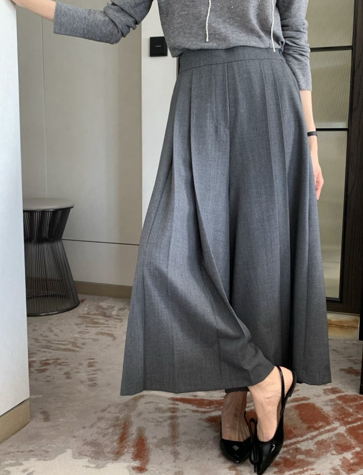 [🌸봄신상] [66까지가능] 로우게이지 TR 주름 치마바지 와이드 플리츠 팬츠 Low-Gauge TR Pleated Skirt Pants