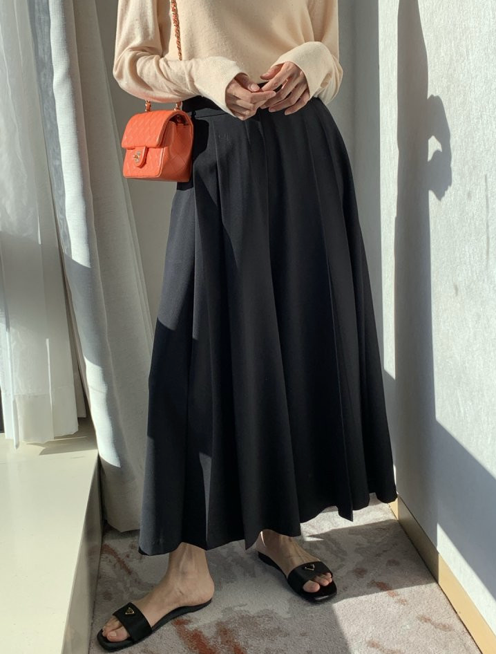 [🌸봄신상] [66까지가능] 로우게이지 TR 주름 치마바지 와이드 플리츠 팬츠 Low-Gauge TR Pleated Skirt Pants