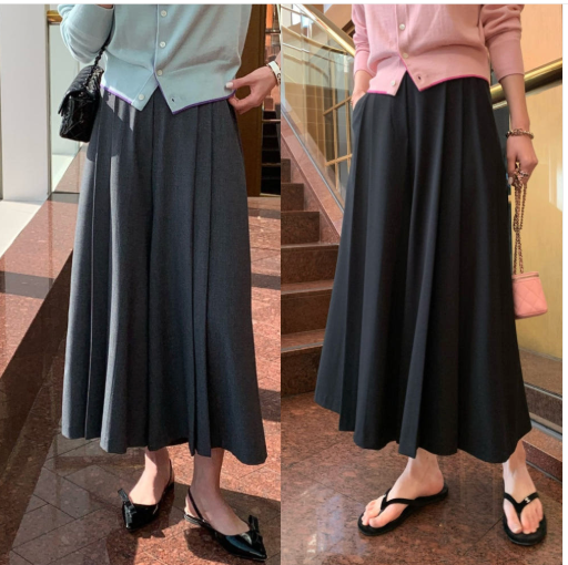 [🌸봄신상] [66까지가능] 로우게이지 TR 주름 치마바지 와이드 플리츠 팬츠 Low-Gauge TR Pleated Skirt Pants