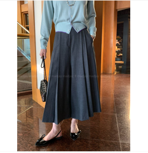 [🌸봄신상] [66까지가능] 로우게이지 TR 주름 치마바지 와이드 플리츠 팬츠 Low-Gauge TR Pleated Skirt Pants