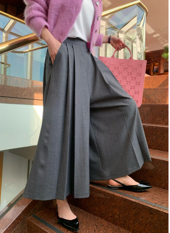 [🌸봄신상] [66까지가능] 로우게이지 TR 주름 치마바지 와이드 플리츠 팬츠 Low-Gauge TR Pleated Skirt Pants