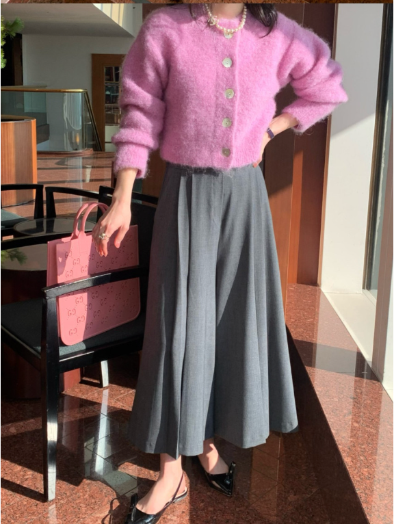 [🌸봄신상] [66까지가능] 로우게이지 TR 주름 치마바지 와이드 플리츠 팬츠 Low-Gauge TR Pleated Skirt Pants