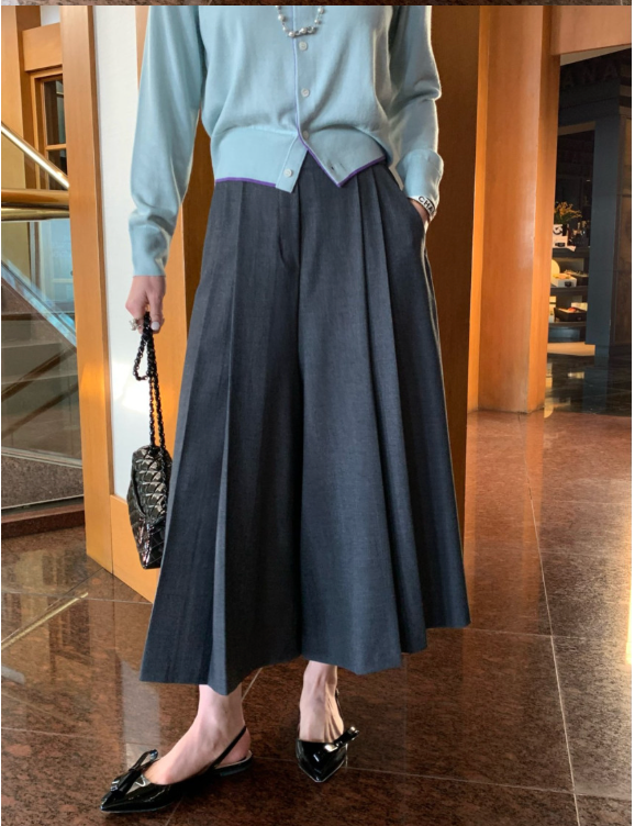 [🌸봄신상] [66까지가능] 로우게이지 TR 주름 치마바지 와이드 플리츠 팬츠 Low-Gauge TR Pleated Skirt Pants