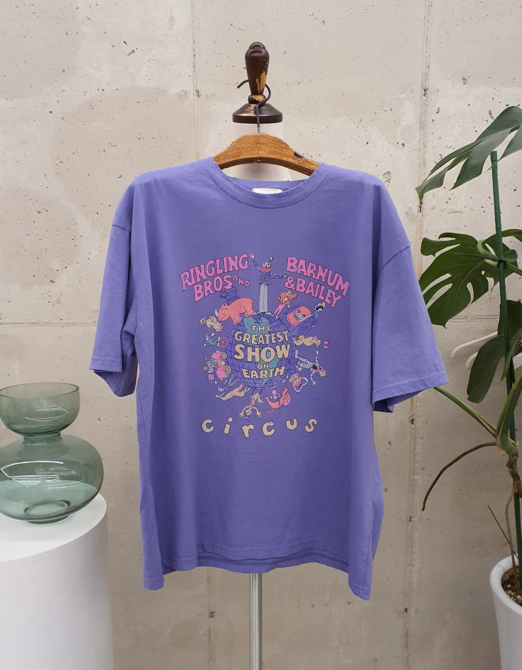 🌼[26SS 봄신상] 🌸 써커스 빈티지 프린팅 오버핏 티셔츠 🎪 Circus Vintage Graphic Oversized T-Shirt