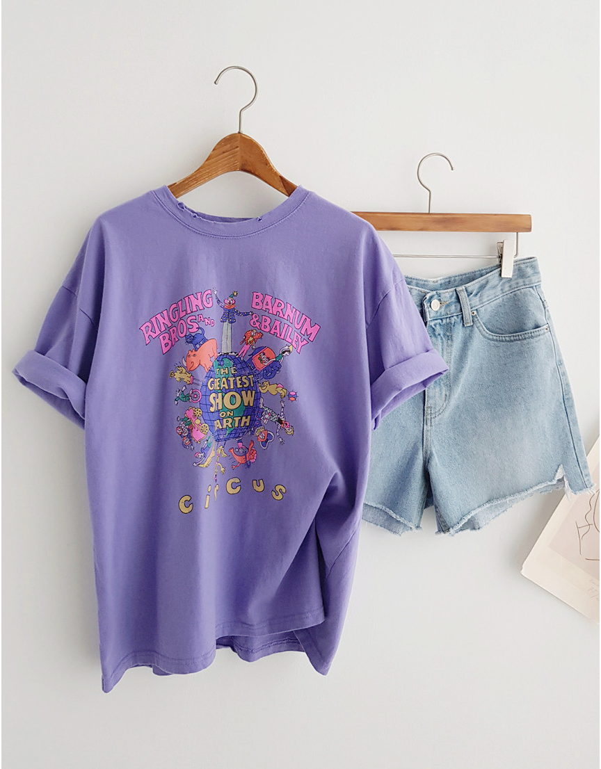 🌼[26SS 봄신상] 🌸 써커스 빈티지 프린팅 오버핏 티셔츠 🎪 Circus Vintage Graphic Oversized T-Shirt