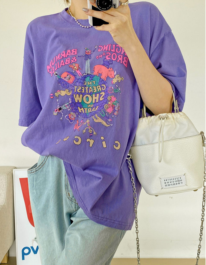 🌼[26SS 봄신상] 🌸 써커스 빈티지 프린팅 오버핏 티셔츠 🎪 Circus Vintage Graphic Oversized T-Shirt