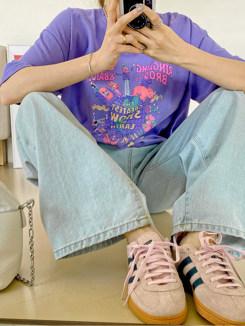 🌼[26SS 봄신상] 🌸 써커스 빈티지 프린팅 오버핏 티셔츠 🎪 Circus Vintage Graphic Oversized T-Shirt