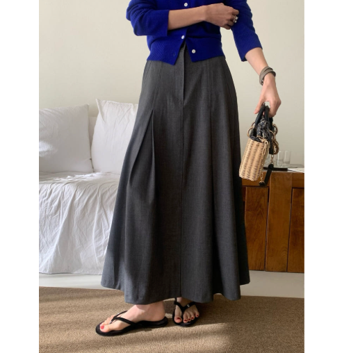 🌼[봄신상 스커트]🌸 로우게이지 봄 티알 플레어 롱스커트 2COL – 차르르 흐르는 우아한 A라인 실루엣 Low Gauge Spring TR Flare Long Skirt