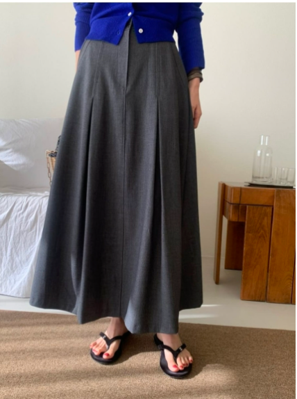 🌼[봄신상 스커트]🌸 로우게이지 봄 티알 플레어 롱스커트 2COL – 차르르 흐르는 우아한 A라인 실루엣 Low Gauge Spring TR Flare Long Skirt