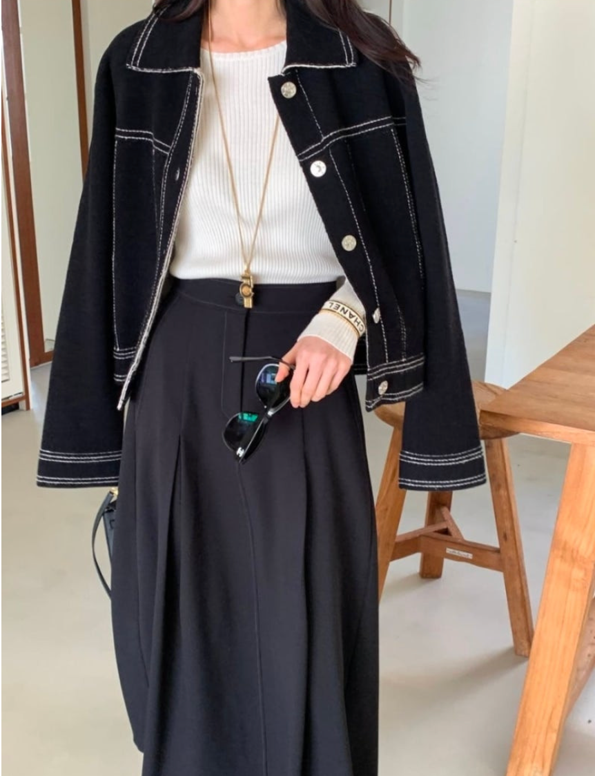 🌼[봄신상 스커트]🌸 로우게이지 봄 티알 플레어 롱스커트 2COL – 차르르 흐르는 우아한 A라인 실루엣 Low Gauge Spring TR Flare Long Skirt