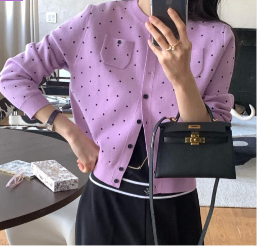 💕[봄신상][로우게이지]💕✨ 26SS 이중 도트 프리미엄 가디건 Double Dot Feminine Cardigan (4 Colors)