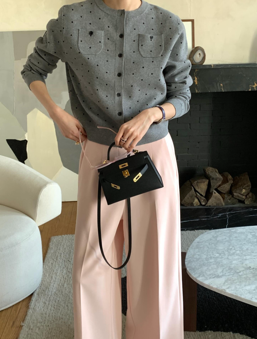 💕[봄신상][로우게이지]💕✨ 26SS 이중 도트 프리미엄 가디건 Double Dot Feminine Cardigan (4 Colors)