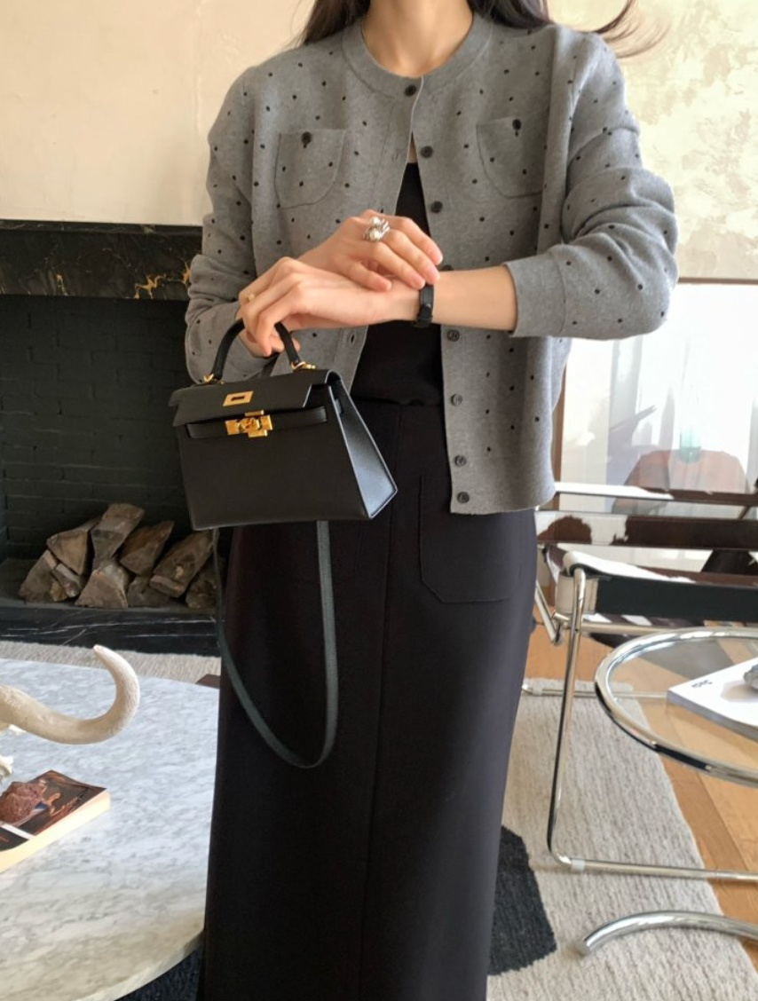 💕[봄신상][로우게이지]💕✨ 26SS 이중 도트 프리미엄 가디건 Double Dot Feminine Cardigan (4 Colors)