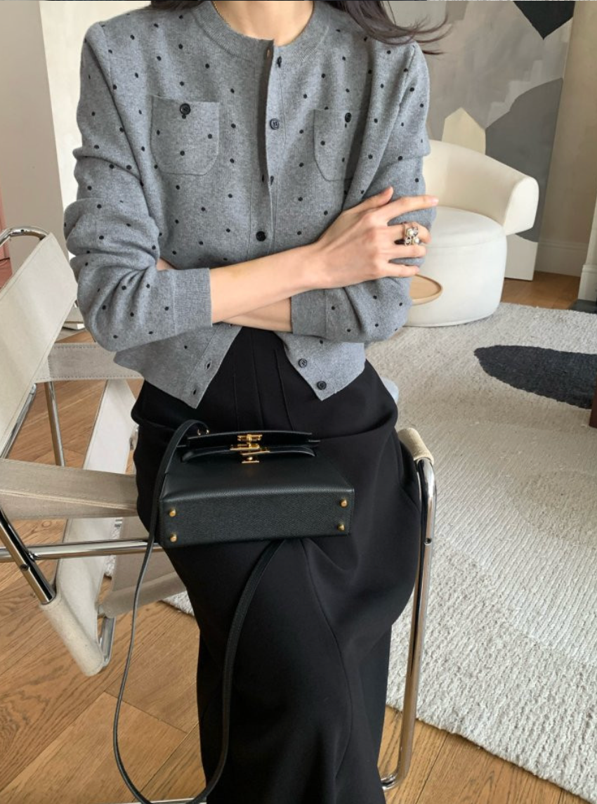 💕[봄신상][로우게이지]💕✨ 26SS 이중 도트 프리미엄 가디건 Double Dot Feminine Cardigan (4 Colors)